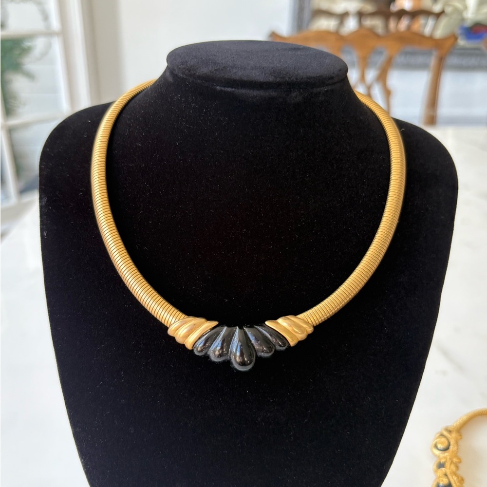 Napier Gold and Black Statement Necklace
